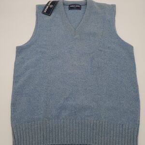 VTG Sweater Vest Grandpa Core Robert Bruce M V-Neck USA Heather Blue Nerd  NWT